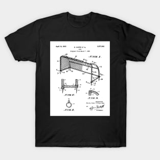 Soccer Patent - Soccer Goal Art - Black And White T-Shirt